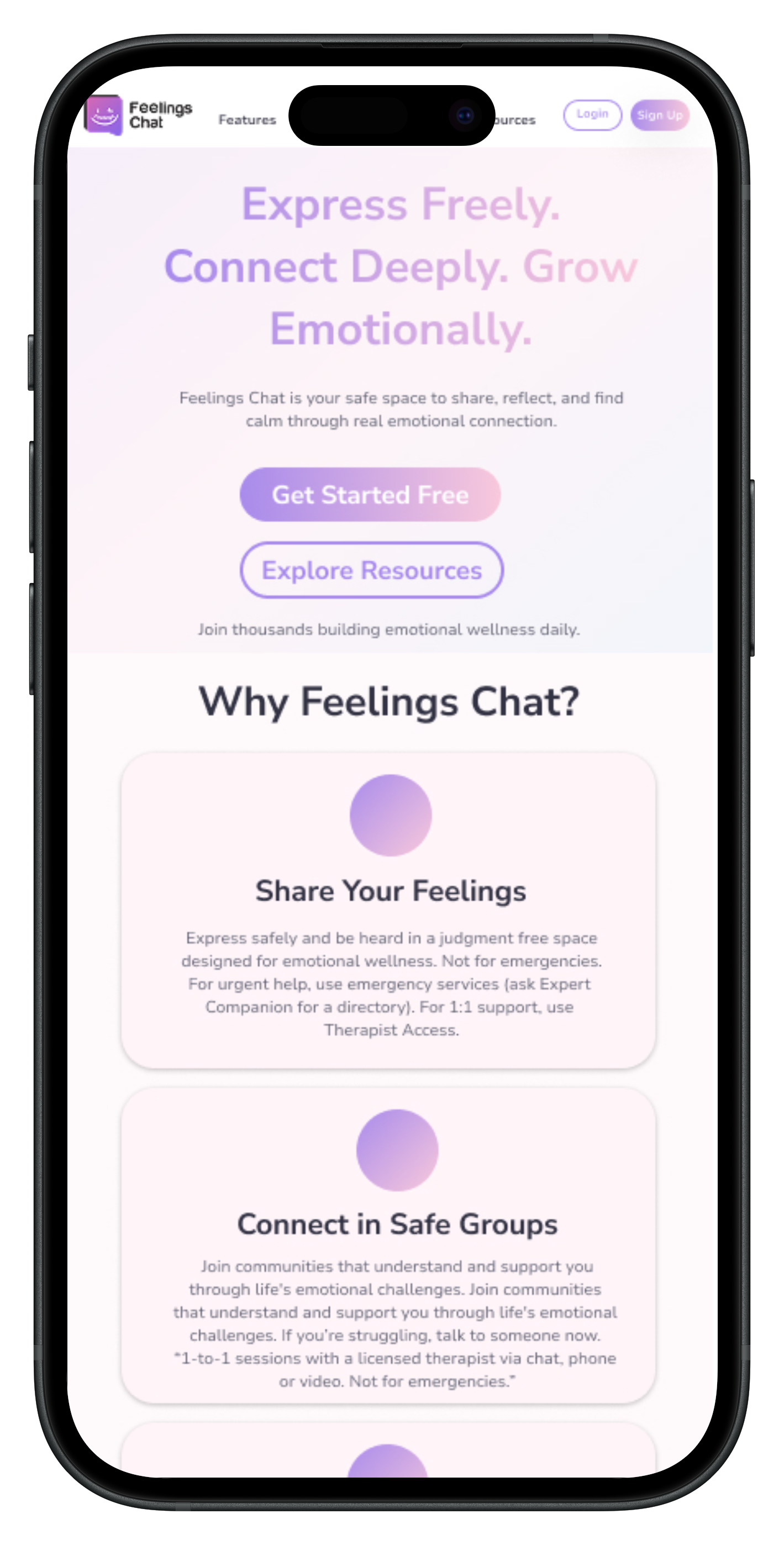 FeelingsChat App on Phone